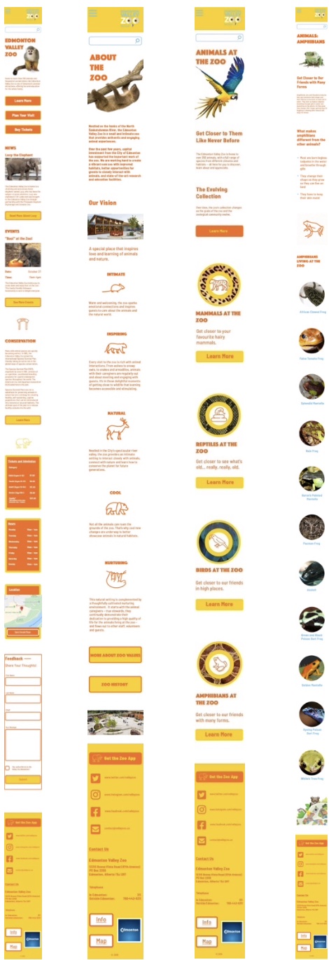 Mobile views of Valley Zoo website redesign
