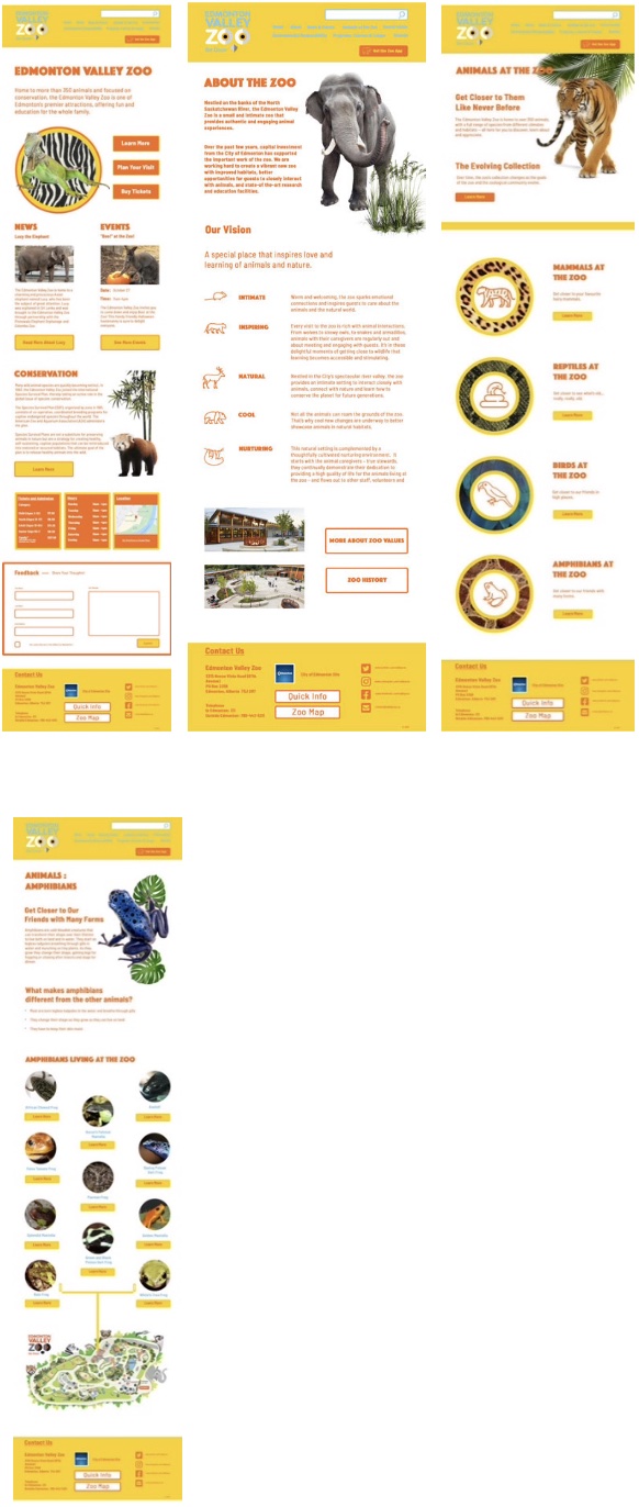 Desktop views of Valley zoo website redesign